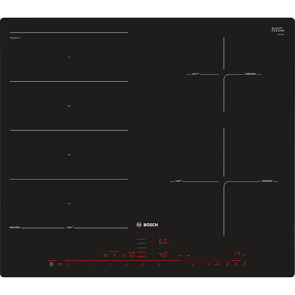 Serie 8 PXE601DC1E kokeplate Sort Innebygget Sonebasert induksjon 4 zone(s)